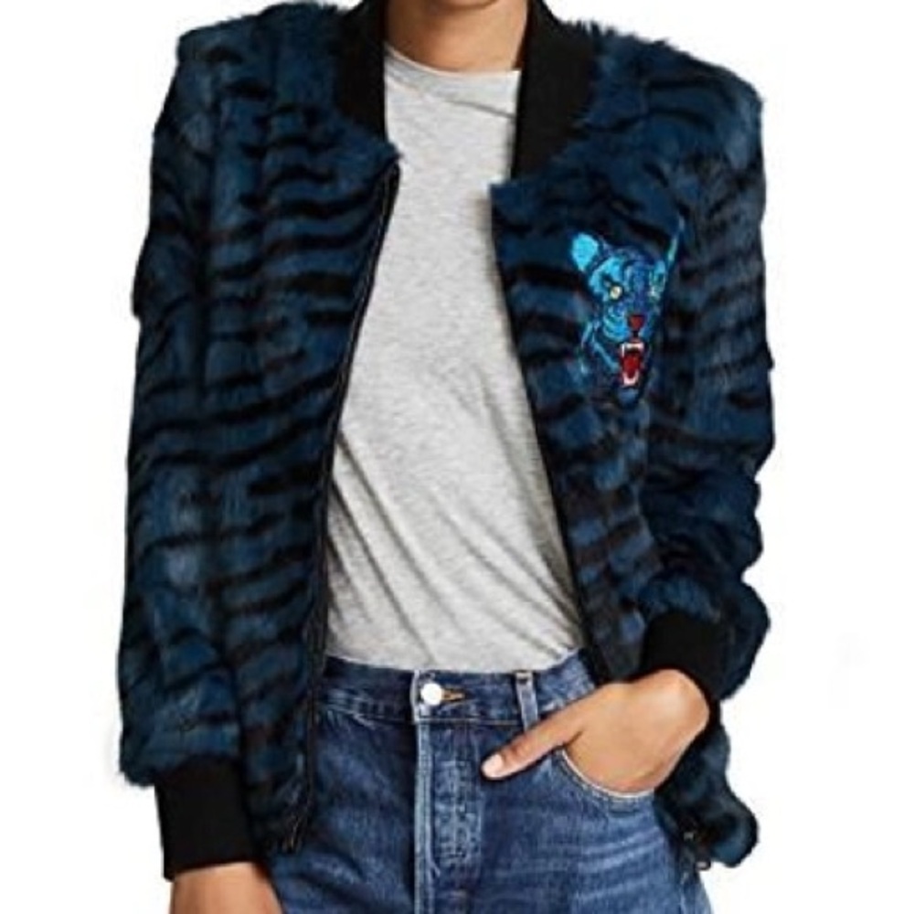 Brand new fur Jocelyn coat with embroidered tiger.